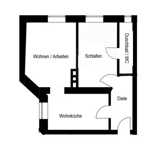 Sin comisión: apartamento de época renovado de 2 habitaciones en Schulstraße – Grundriss