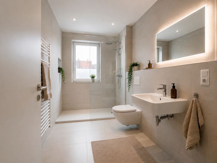 Modernisierte Maisonettewohnung mit Terrasse und Stellplatz – Bad