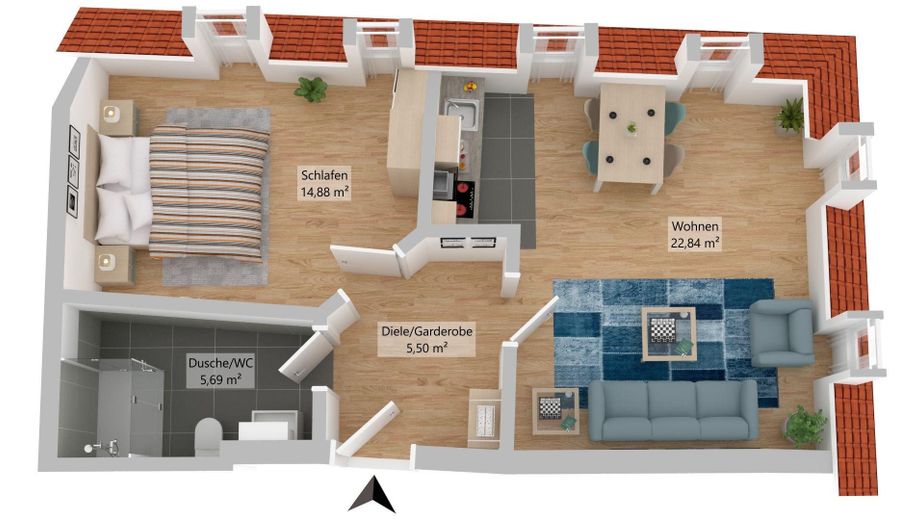 Stilvolle Altbau-Dachgeschoss 2-Zimmerwohnung mit Weitblick – Foto 11