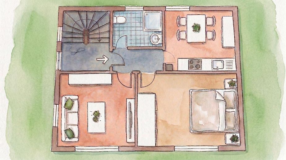 Einfamilienhaus Albau zum Schnäppchenpreis auf eingewachsenem Grundstück mit Obst- und Hausbaum – EG