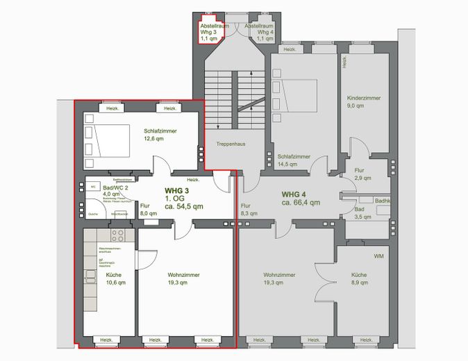 Grundriss der Wohnung