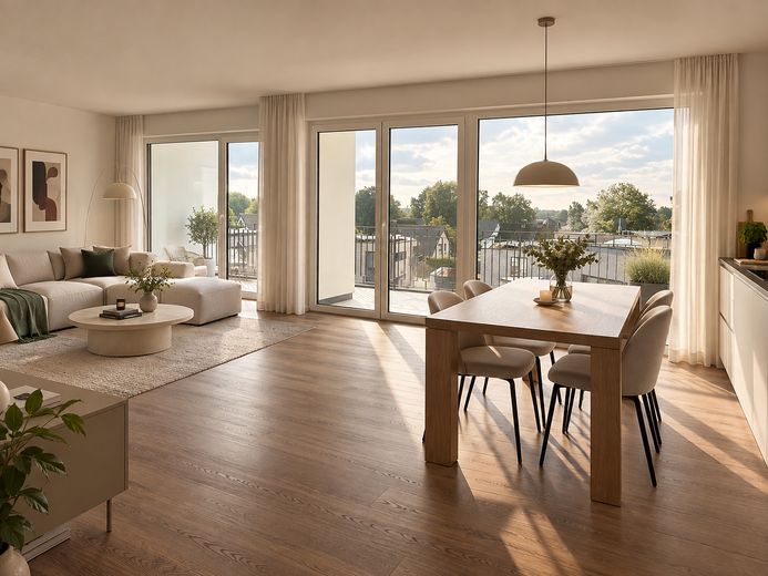 Abitare con un fascino particolare – elegante appartamento duplex a Verl – Wohnzimmer (KI-generiert)