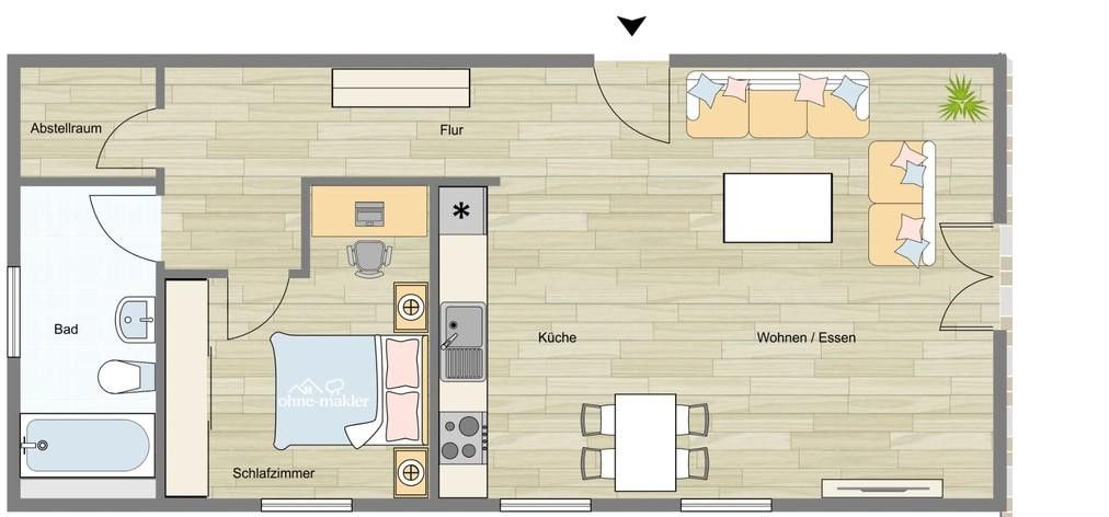 Schöne Renovierte 2,5 ZKB Erdgeschoss-Whg. in GmHütte – Grundriss