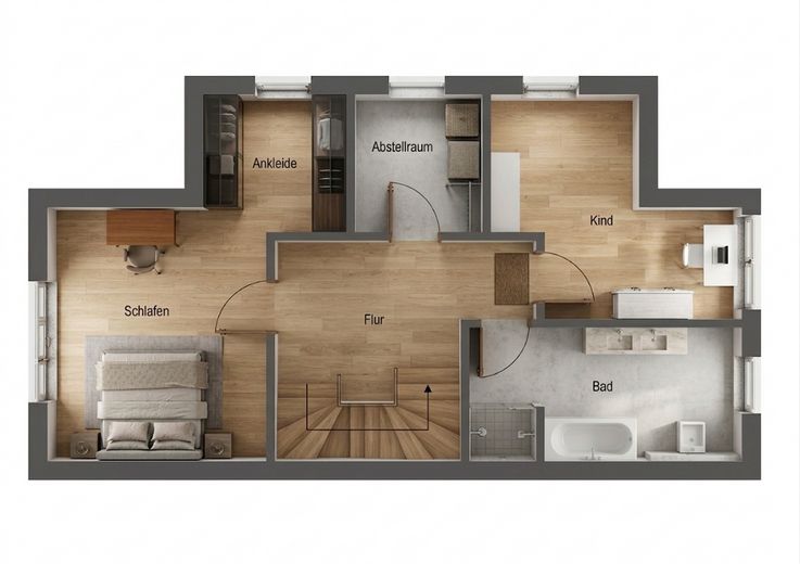 Sofort Bezugsfertig! Modernes Reihenendhaus mit Top-Ausstattung in Gallen – Grundriss Obergeschoss
