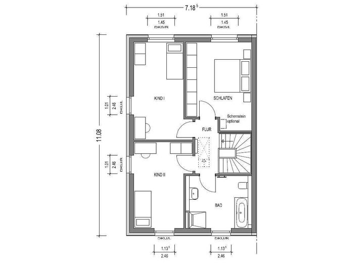Elegante DHH mit Keller / Inclusive Grundstück / Ideal für die junge Familie – Grundriss OG