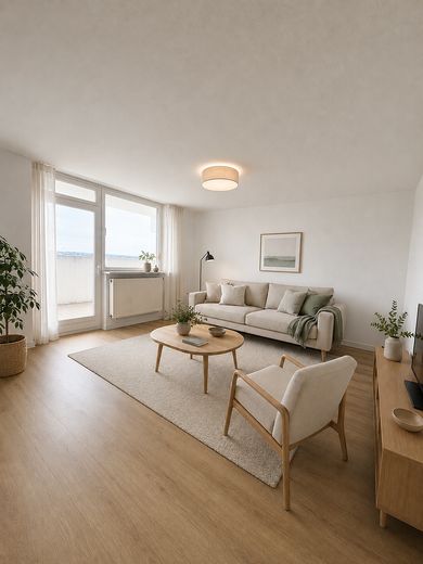 Ankündigung: frisch renovierte 2-Zi-Whg mit TG-Stellplatz (auf Wunsch möbliert) – KI-gestützte Visualisierung