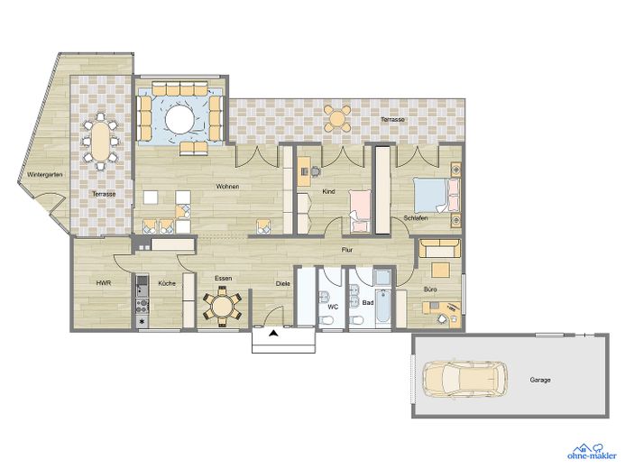 bungalow dal design moderno – Grundriss Erdgeschoss