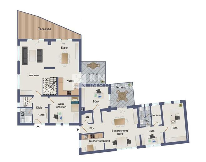 Modernes Wohnhaus mit separater Gewerbeeinheit in ruhiger Citylage – Grundriss EG