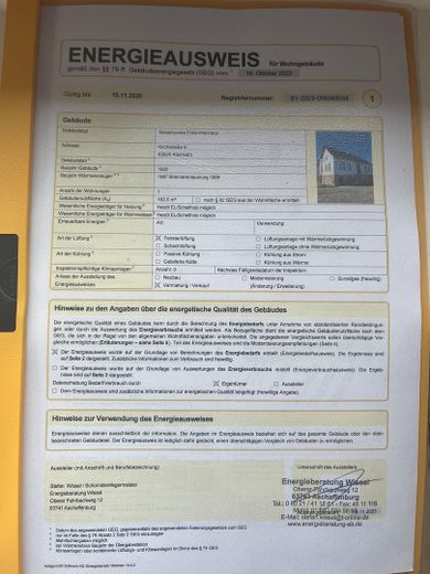 İlk kullanım, yeni yenilenmiş bahçeli müstakil ev, 63828 Kleinkahl'da – Energieausweis