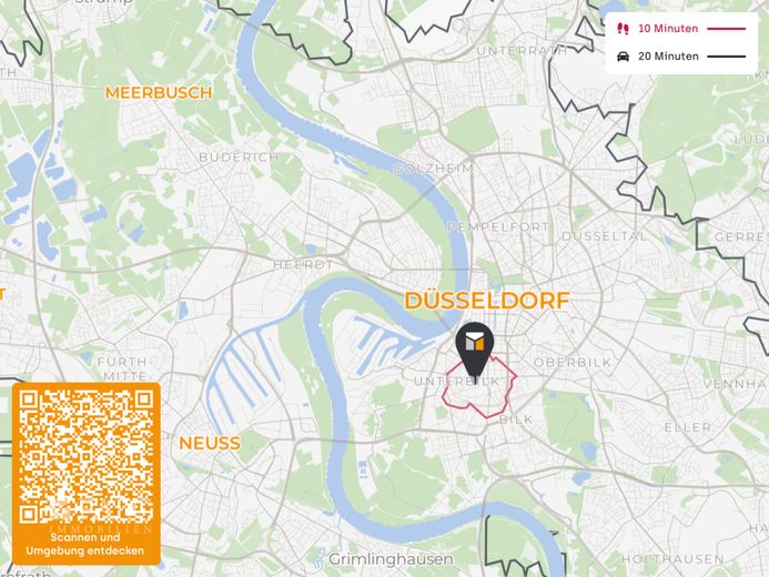 Wohnen über den Dächern Düsseldorfs - 124 m² Wohnkomfort mit Dachterrasse – Makro-Lageplan