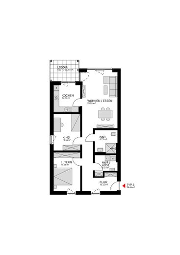 Mehrgenerationen Wohnanlage „Gabelsberger Straße“ ruhiges und grünes Wohnen zentral in Wanne-Süd – Wohnung Typ 3 - Haus 11c