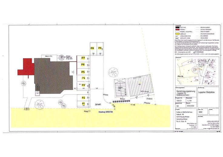 **außergewöhnliche, sanierte Jugendstilwohnung mit Aufzug &amp; Stellplatz in historischer Villa** – Kelterstr.185_Aufteilung_Parkplätze_