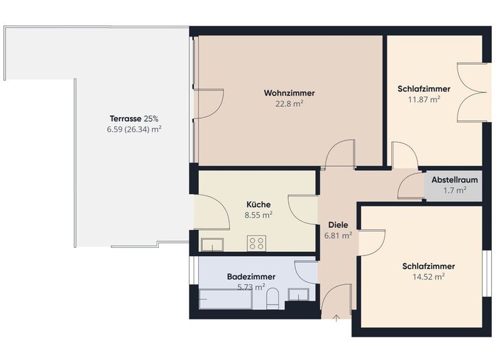 Mittelshuchting | Gepflegte 3-Zimmer-Wohnung mit Carportstellplatz – S&amp;P | Grundriss Erdgeschoss