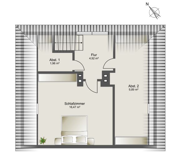 Modernisierte Doppelhaushälfte mit großem Garten & Terrasse – sofort bezugsfrei – Grundriss DG
