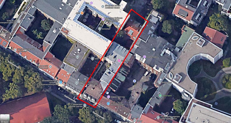 Complesso storico residenziale e commerciale con guest house a Berlin-Mitte – Sophienstraße – Kartenansicht