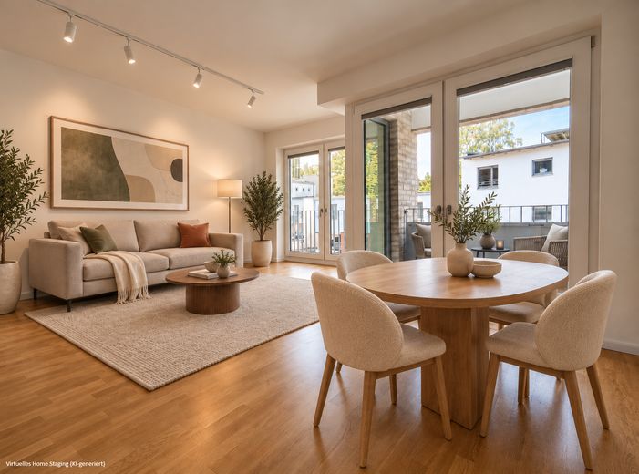 Modern & sofort bezugsfrei: 3-Zi.-Wohnung mit 2 Bädern & Loggia – provisionsfrei – Wohnbereich, KI