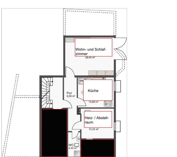 Grundriss 1-Zimmer-Wohnung