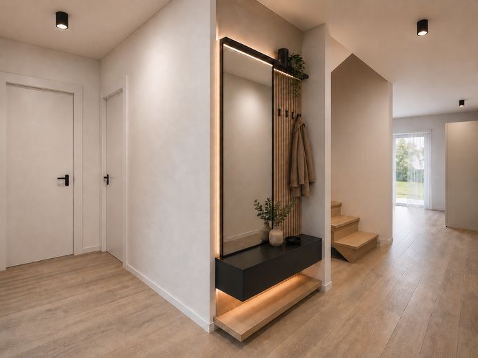 Großzügige 4,5-Zi.-Maisonette in Ergenzingen - Balkon, TG-Stellplatz & Wohnen auf 2 Ebenen – Visualisierung 1. DG Flur