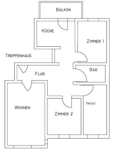 Attraktive, sehr schön möblierte 3-Zimmer Wohnung in Erfurt – Grundriss der Wohnung
