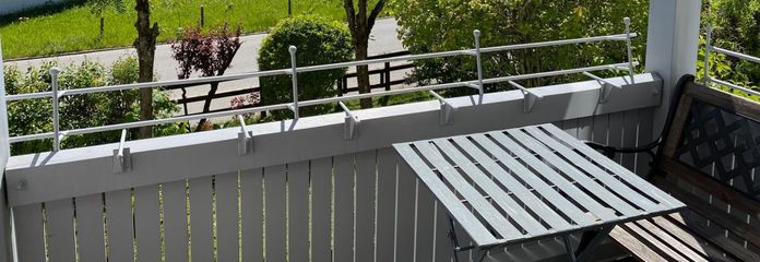 Blick vom Balkon ins Grüne