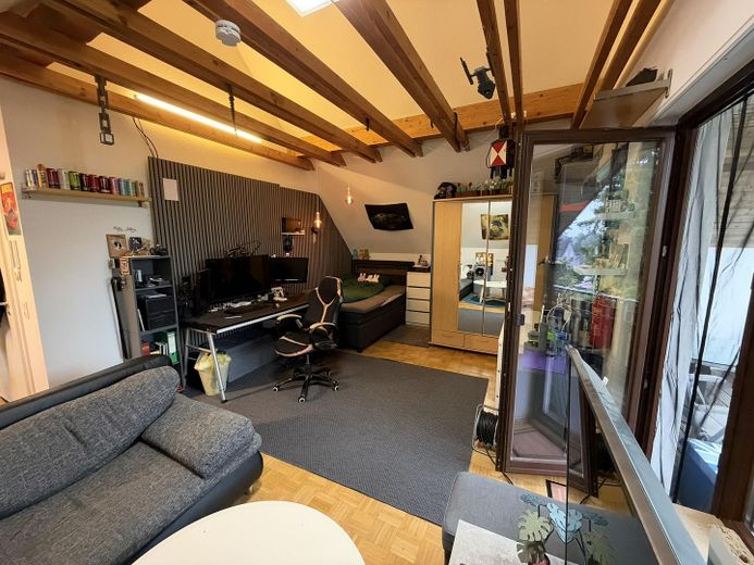 1-Zimmer Apartment mit Balkon, Küche und Stellplatz – Wohn-Schlafbereich
