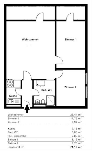 Wohnen mit Aussicht: Sonnige 3-Zimmer-Wohnung in begehrter Lage – Grundriss_