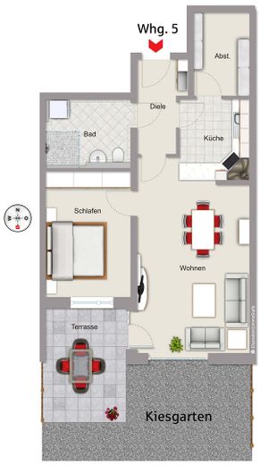 2,5 Zimmer Terassenwohung – Grundriss