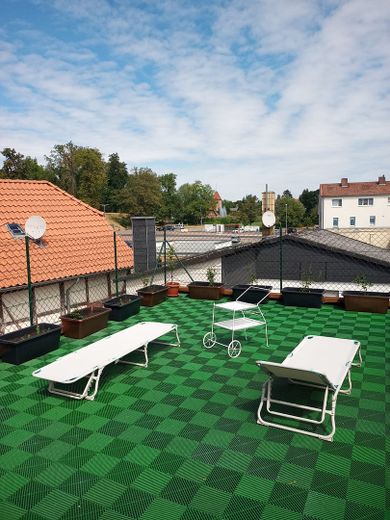 Stadthaus mit drei Ferienwohnung oder Monteuswohnung – Blick von der Dachterrasse