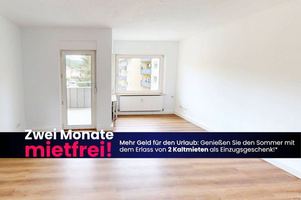 Zomer, zon, besparen: 2 netto koude huren cadeau! 2-kamerappartement met BALKON op loopafstand van de oever van de Main
