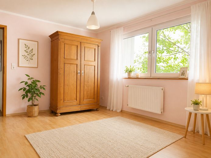 Wohnen & Arbeiten unter einem Dach – 479 m², 2 Wohnungen, Büros + Halle und Garten – Schlafzimmer, Wohnung A