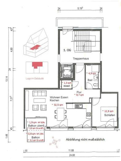 Nieuwbouw, eerste bewoning: hoogwaardige 2-kamerwoning op toplocatie in de Klosterhof in Ulm-Söflingen – Grundriss