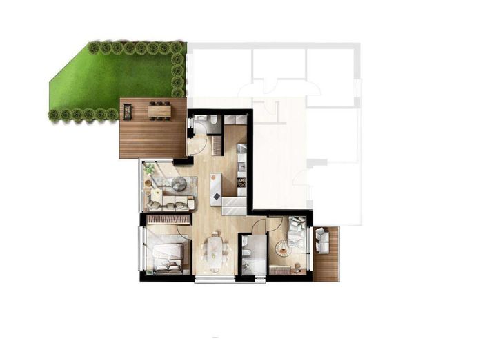 Wohnen mit Stil, Ruhe und Gestaltungsfreiheit in Oberwiehl – Grundriss Wohnung 1 Visualisierungen by Aljona Moisak