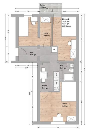 Ankommen, einziehen, wohlfühlen – dein neues WG-Zimmer I München | Johann-Clanze-Str. 27 – Grundriss