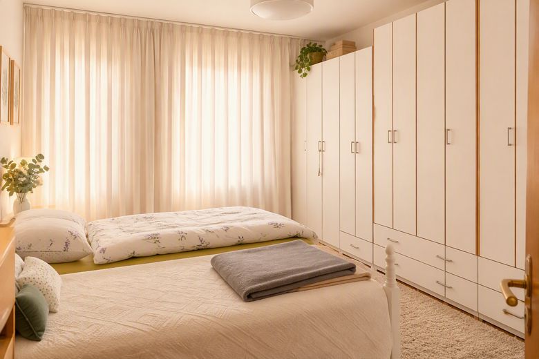 Bonito piso de 3 habitaciones con balcón soleado en Ulm-Wiblingen – Schlafzimmer