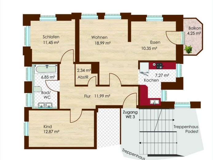 3-ZIMMER, BALKON, TAGESLICHTBAD + NEUE EBK – Foto 1