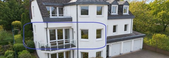 3-room garden apartment with balcony, terrace, distant views and garage