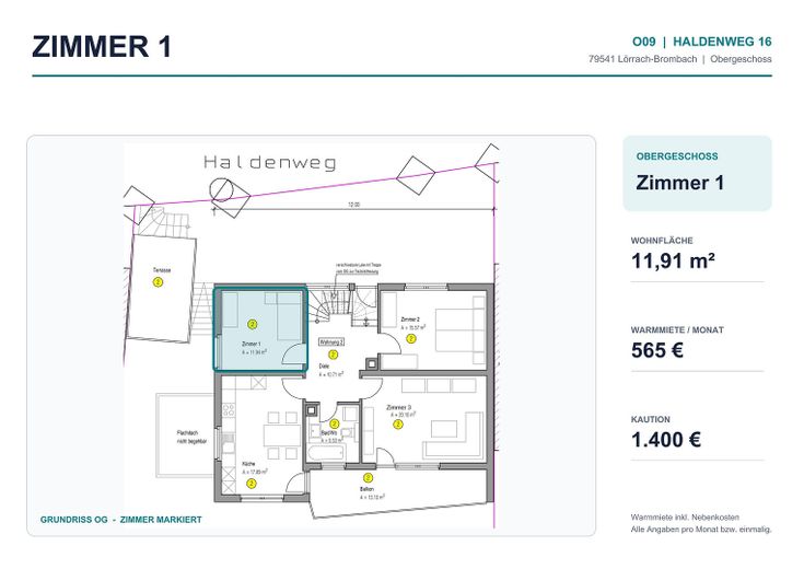 Neugründung 6er-WG Lörrach mit Balkon & Terrasse – Flyer Zimmer1