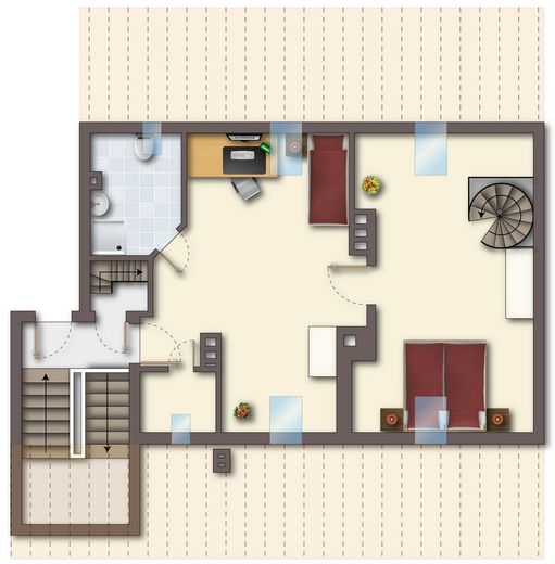 5 Zimmer Maisonett-Wohnung mit 2 Bädern und ca. 124 m² Wohnfläche im beliebten Langerfeld – Oben mit Beispielmöblierung