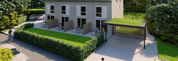 Reiheneckhaus - Neubau mit bis zu 5 Zimmern – Außenansicht Vorderseite