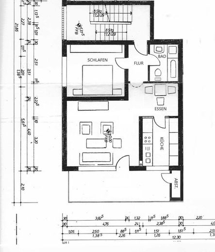 2,5 locali, vicino al bosco e alla Ruhr, terrazza di 14 m², bagno: vasca + doccia separata, pavimenti in parquet di legno massello – Grundriss