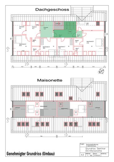 Historic three-sided farmstead with planning permission for residential use & guest accommodation along the Green Belt – Grundriss Umbau: Wohnhaus DG