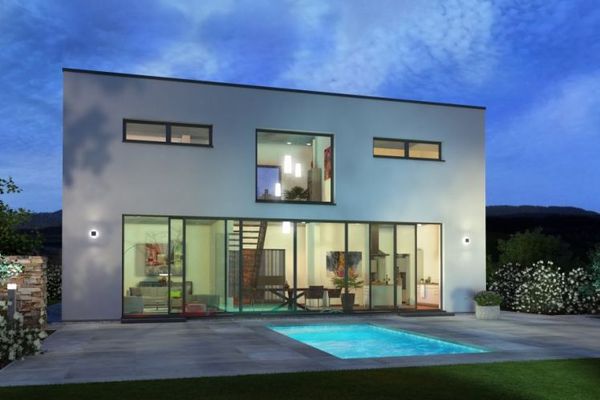 Splendida grande casa in stile Bauhaus con tetto piano! Terreno incluso nel calcolo!