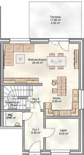 Nowo wybudowany segment domu dwurodzinnego o powierzchni 165 m² | 6 pokoi | 2 łazienki | ogród | chłodzenie | Smart Home – Doppelhaus 1: EG