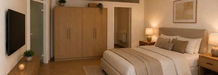 Flexible Einheit in absoluter Bestlage mit Terrasse und Keller – Schlafzimmer KI Beispiel