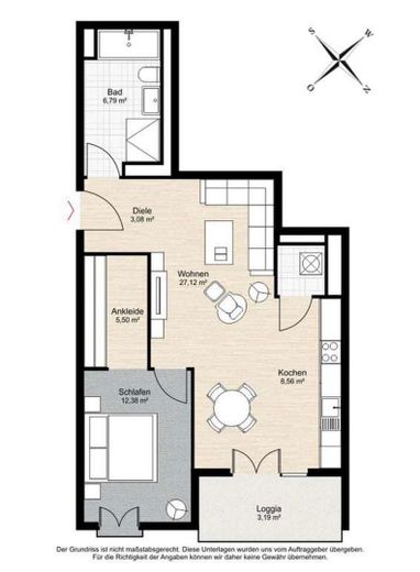 2,5 Zimmer Wohnung mit Balkon und Skylineblick – Grundriß
