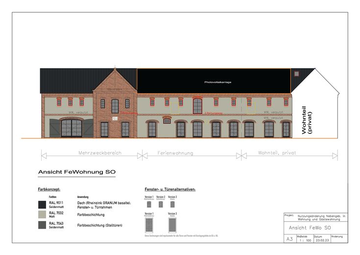 Historic three-sided farmstead with planning permission for residential use & guest accommodation along the Green Belt – Ansicht Umbau: FeWos & mehr