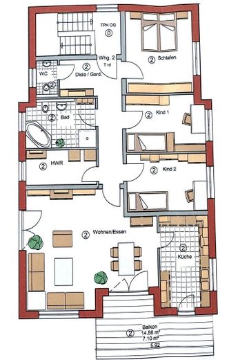 Vivir completamente amueblado con 190 m² de jardín privado y 117 m² de superficie habitable – Grundriss