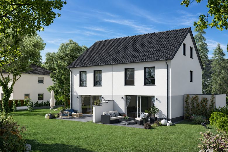 Nur noch 1 Haus verfügbar: KfW-40 QNG-Familienhaus mit Garten in Gau-Algesheim – Hinterseite Haus Gau-Algesheim