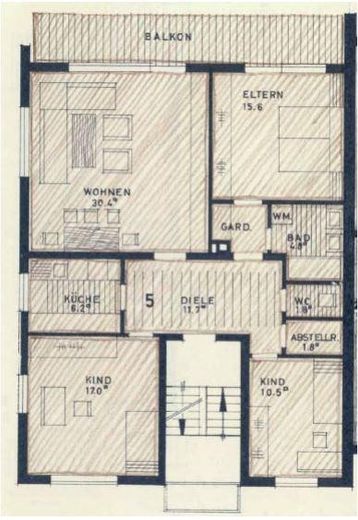 Tu cherches encore ? Nous avons ce qu’il te faut ! Colocation de 4 pièces avec balcon à Tübingen-Derendingen – Grundriss