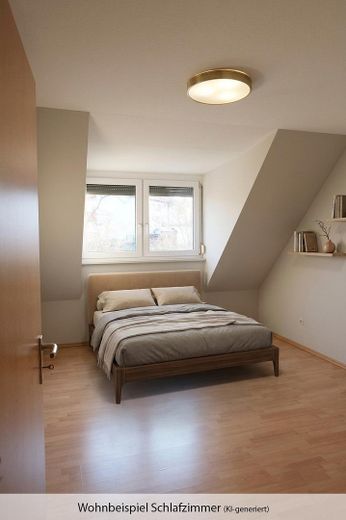 Helle Dachgeschosswohnung mit Loggia, Stellplatz und Wohlfühlfaktor in Langenzenn (VB) – Schlafzimmer – Wohnbeispiel